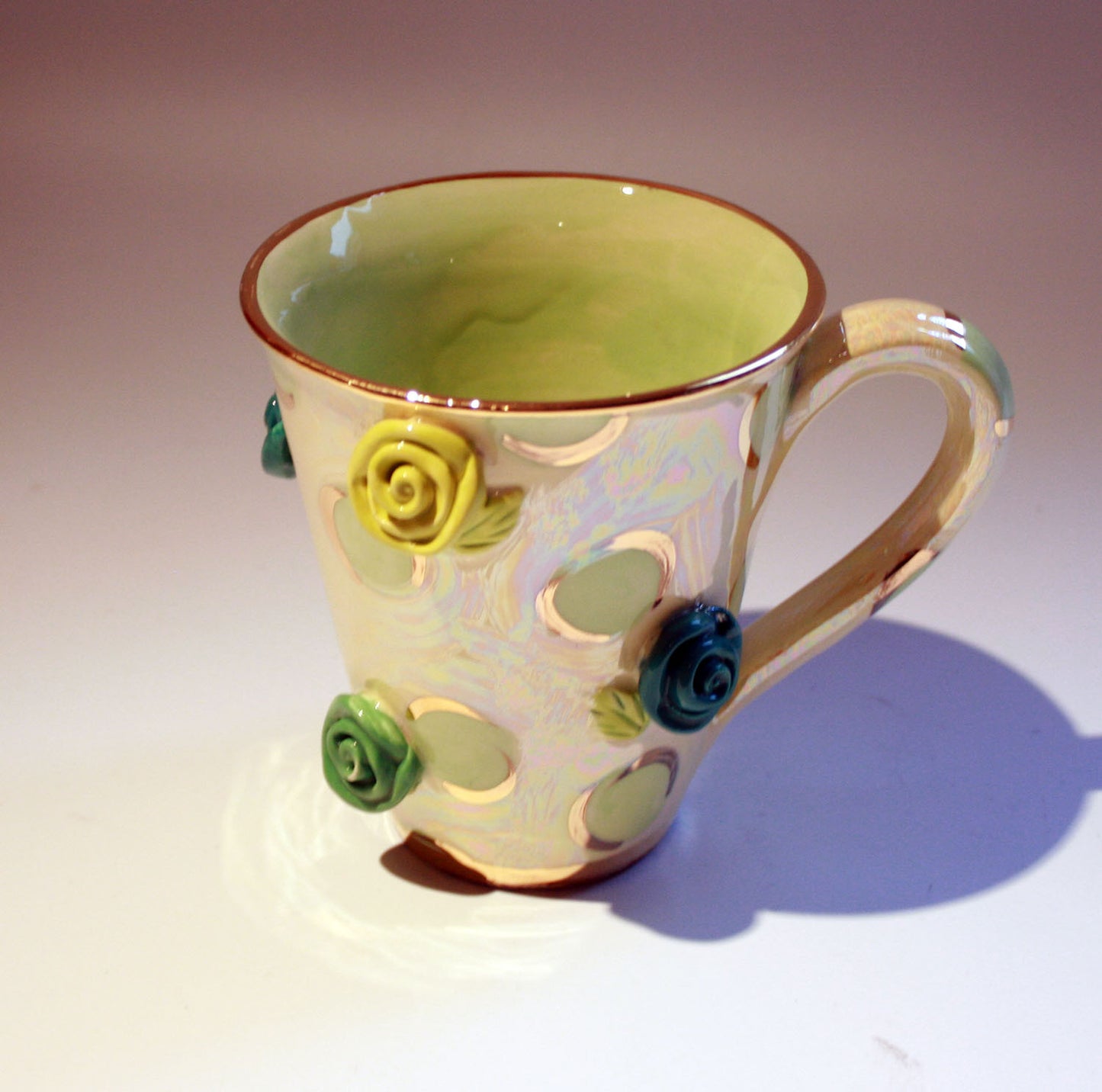 Rose Studded Mug Pale Green - MaryRoseYoung