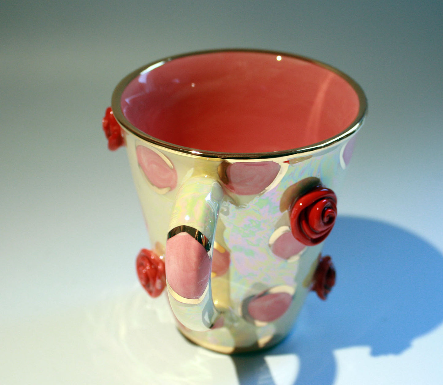Rose Studded Mug Pink Dots - MaryRoseYoung