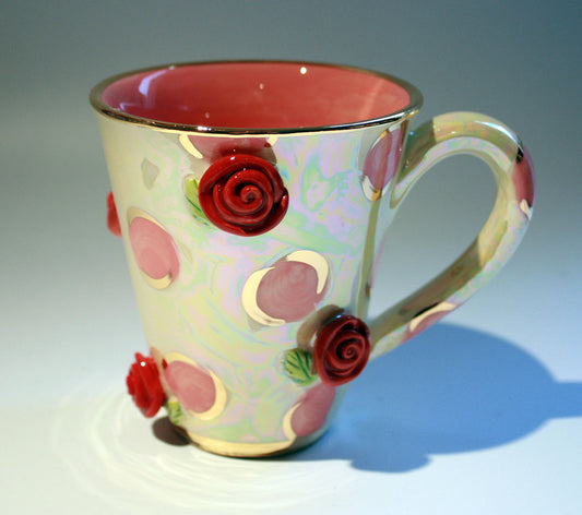 Rose Studded Mug Pink Dots - MaryRoseYoung