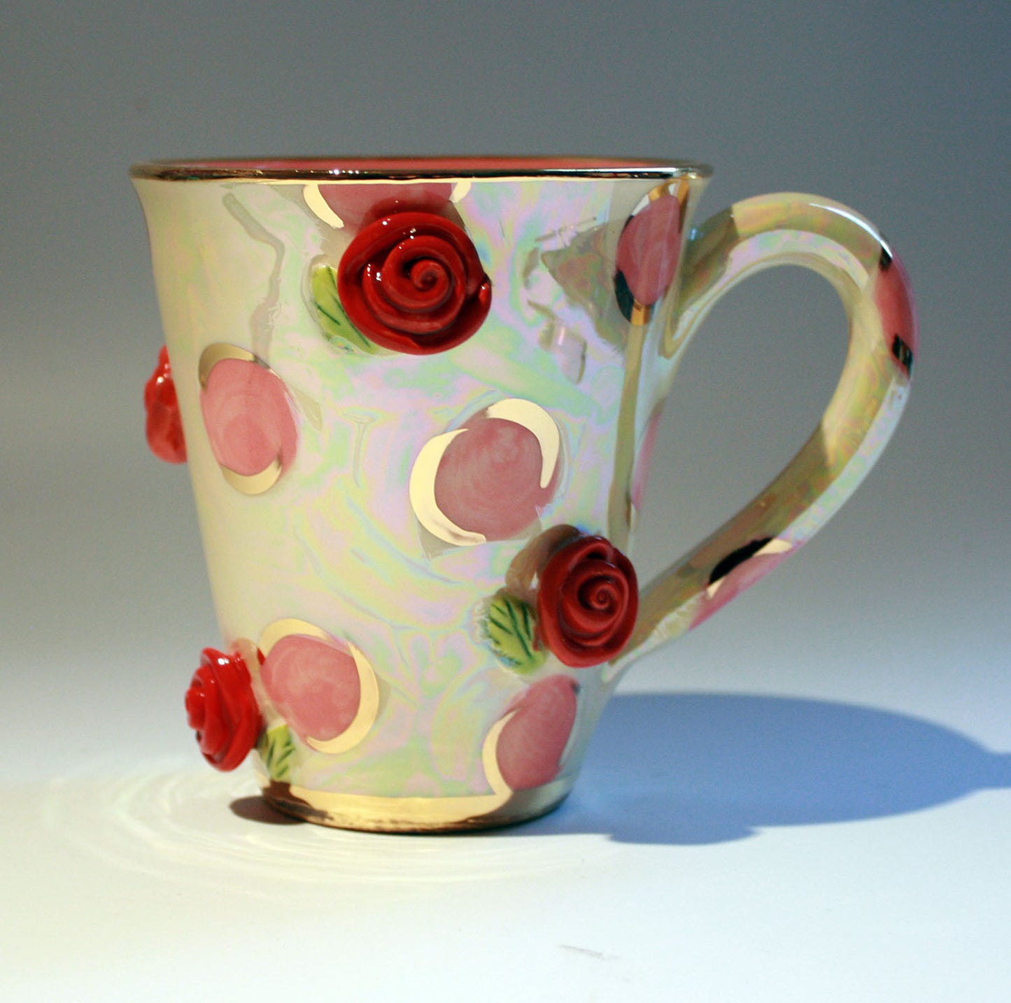 Rose Studded Mug Pink Dots - MaryRoseYoung