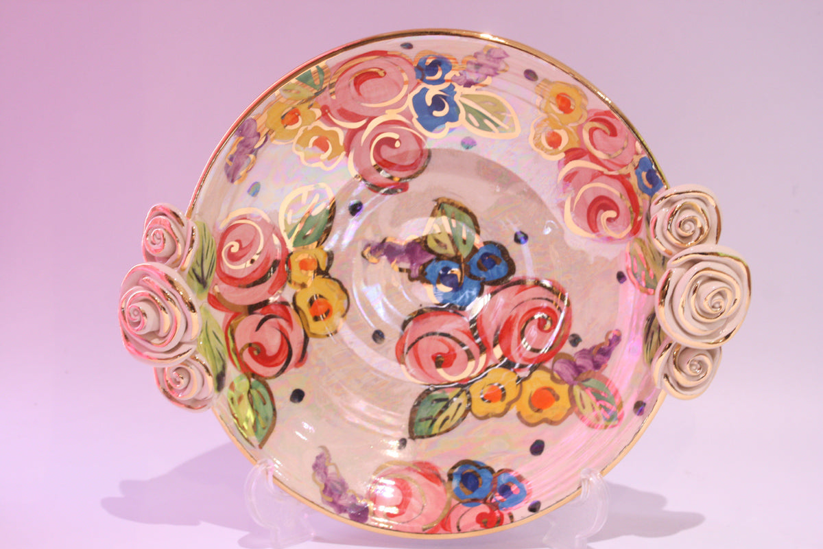 Rose Edged Side Plate Vintage Floral - MaryRoseYoung