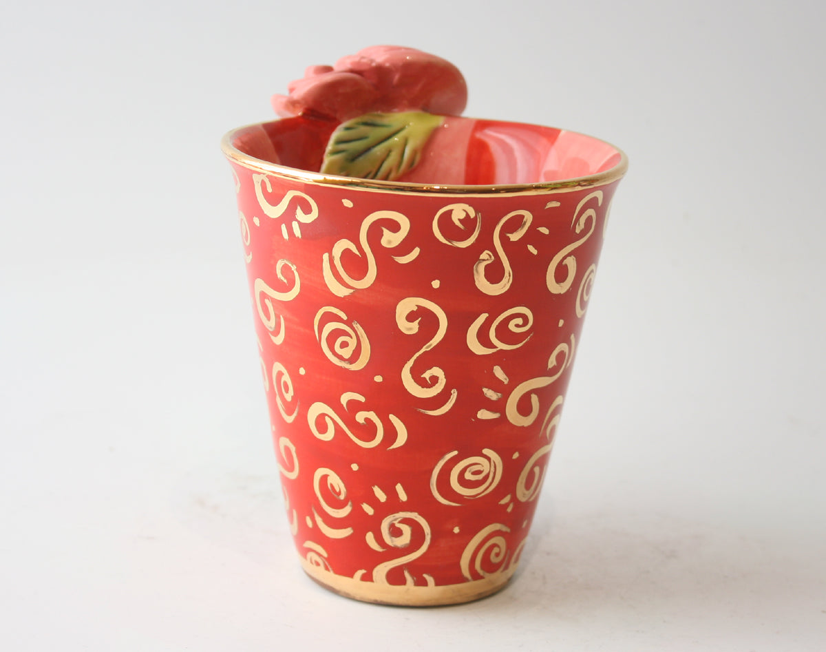 Rose Handled Mug Red Paisley - MaryRoseYoung