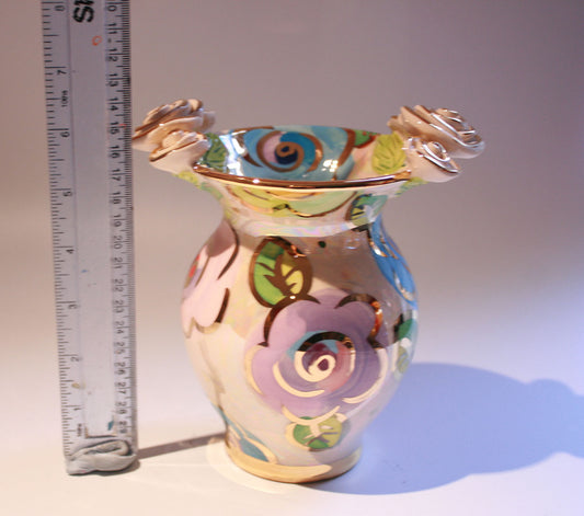 Small Fat Vase Mixed Pale Roses - MaryRoseYoung