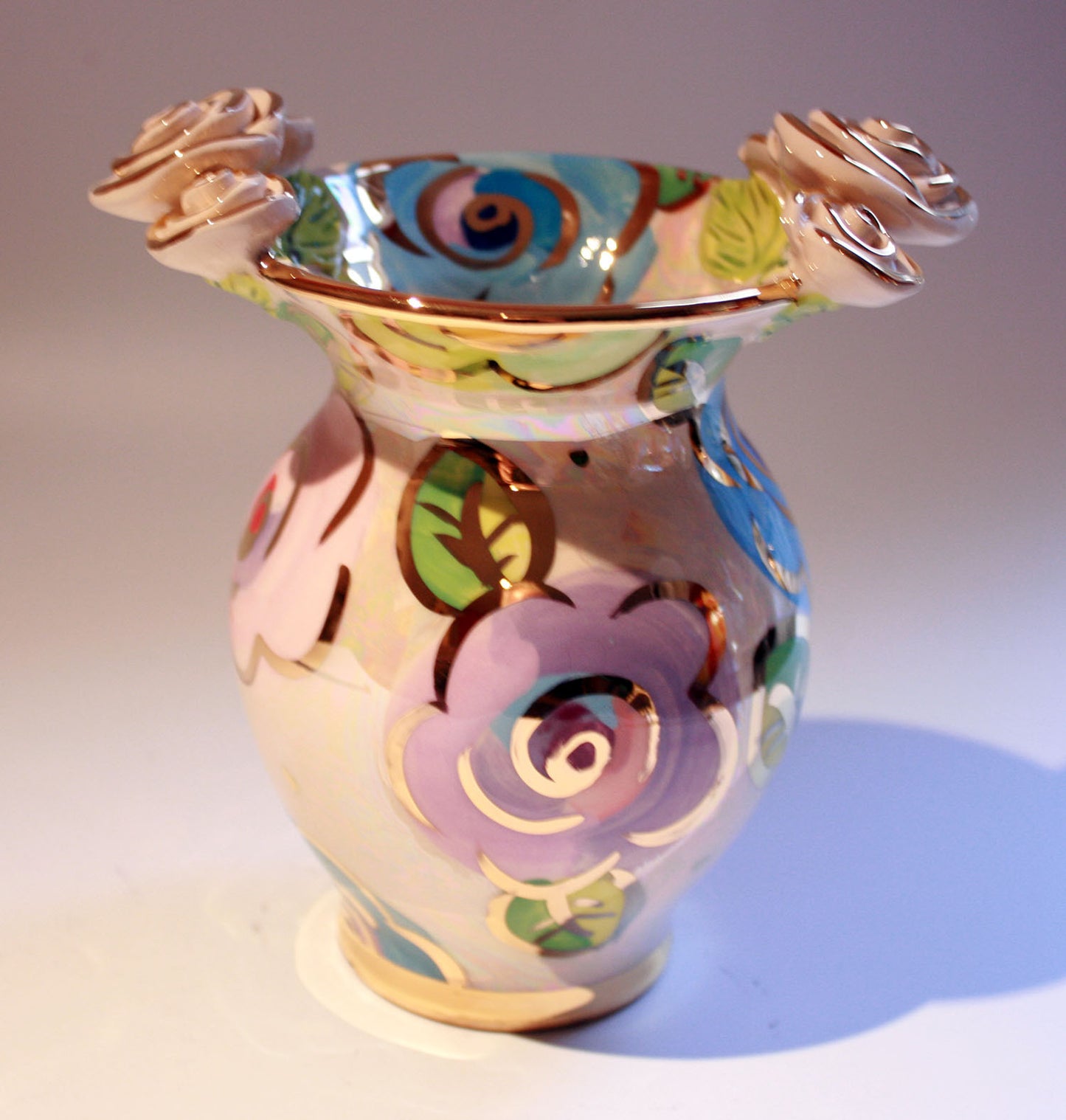 Small Fat Vase Mixed Pale Roses - MaryRoseYoung