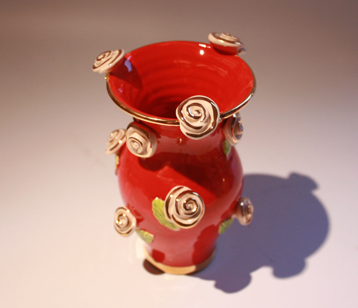 Small Rose Studded Vase Red - MaryRoseYoung
