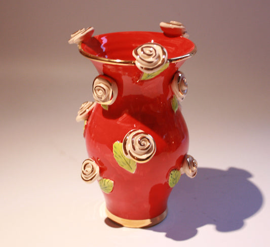 Small Rose Studded Vase Red - MaryRoseYoung