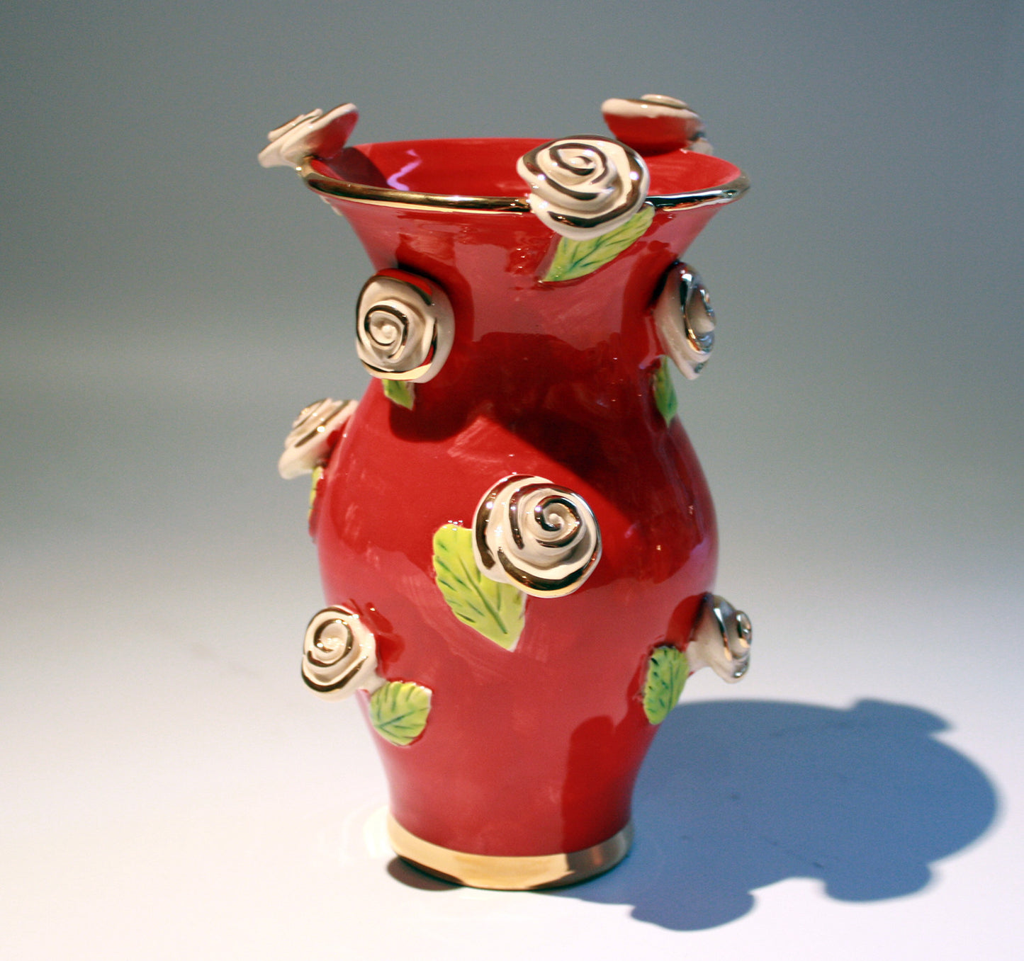 Small Rose Studded Vase Red - MaryRoseYoung