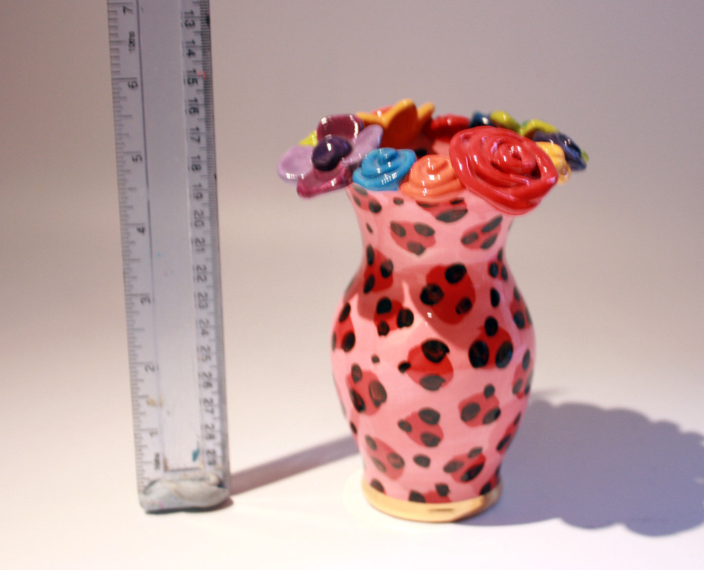 Tiny Multiflower Encrusted Vase "Red Leopard" - MaryRoseYoung