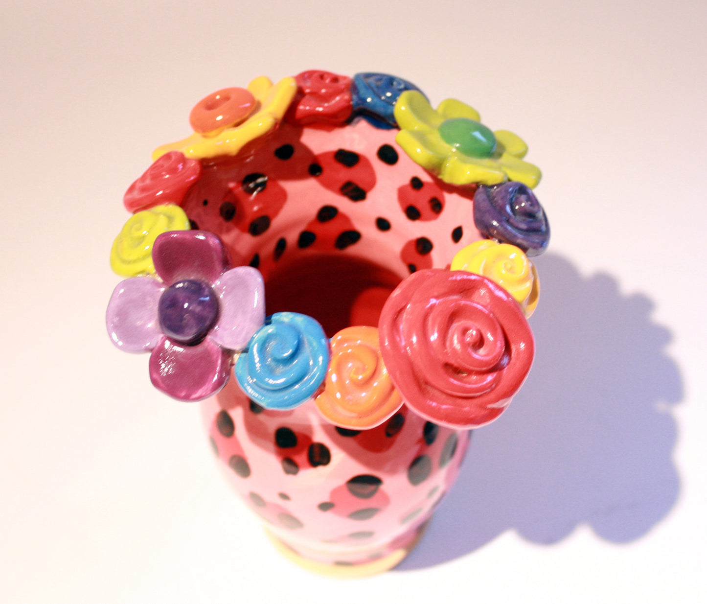 Tiny Multiflower Encrusted Vase "Red Leopard" - MaryRoseYoung