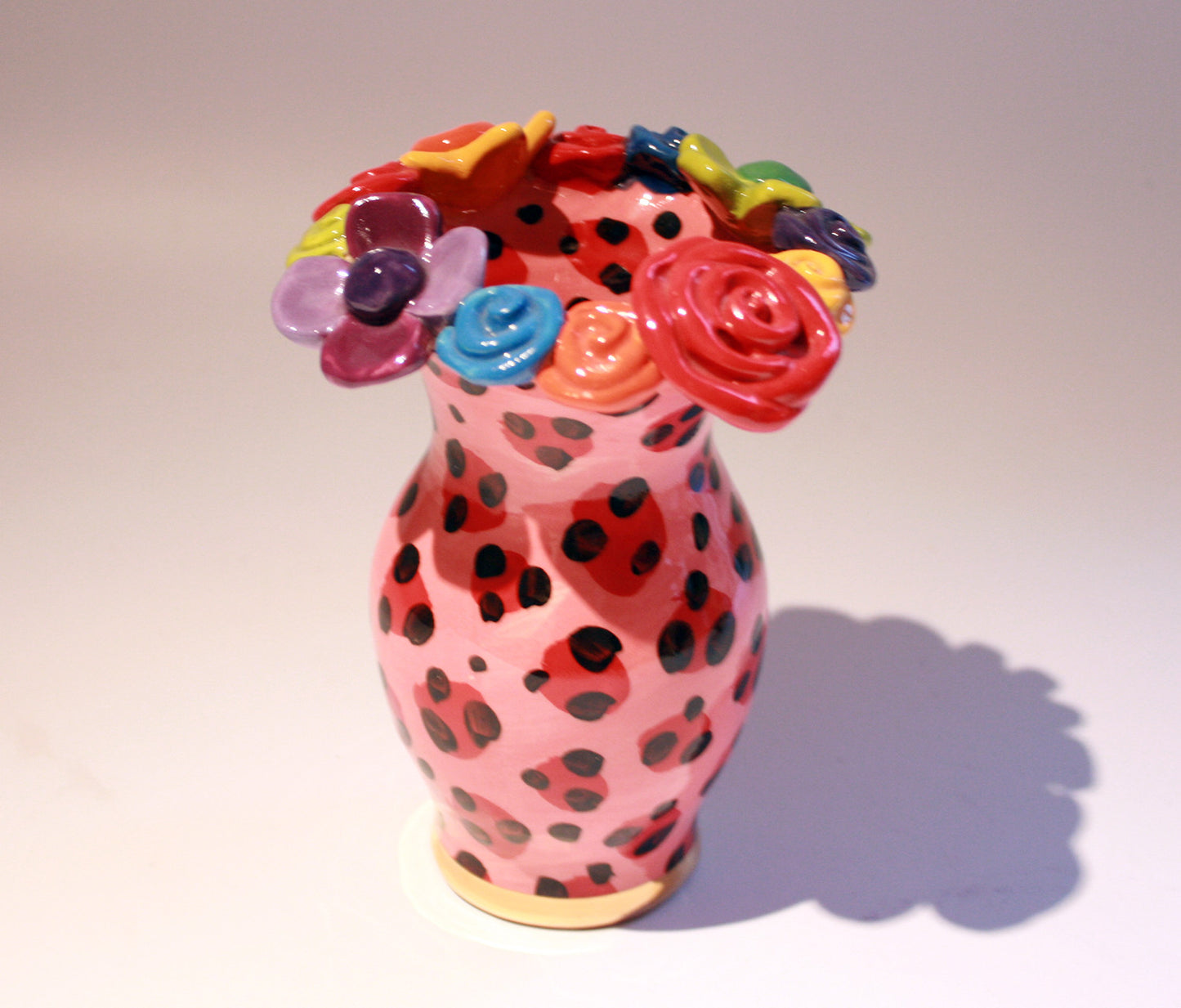 Tiny Multiflower Encrusted Vase "Red Leopard" - MaryRoseYoung