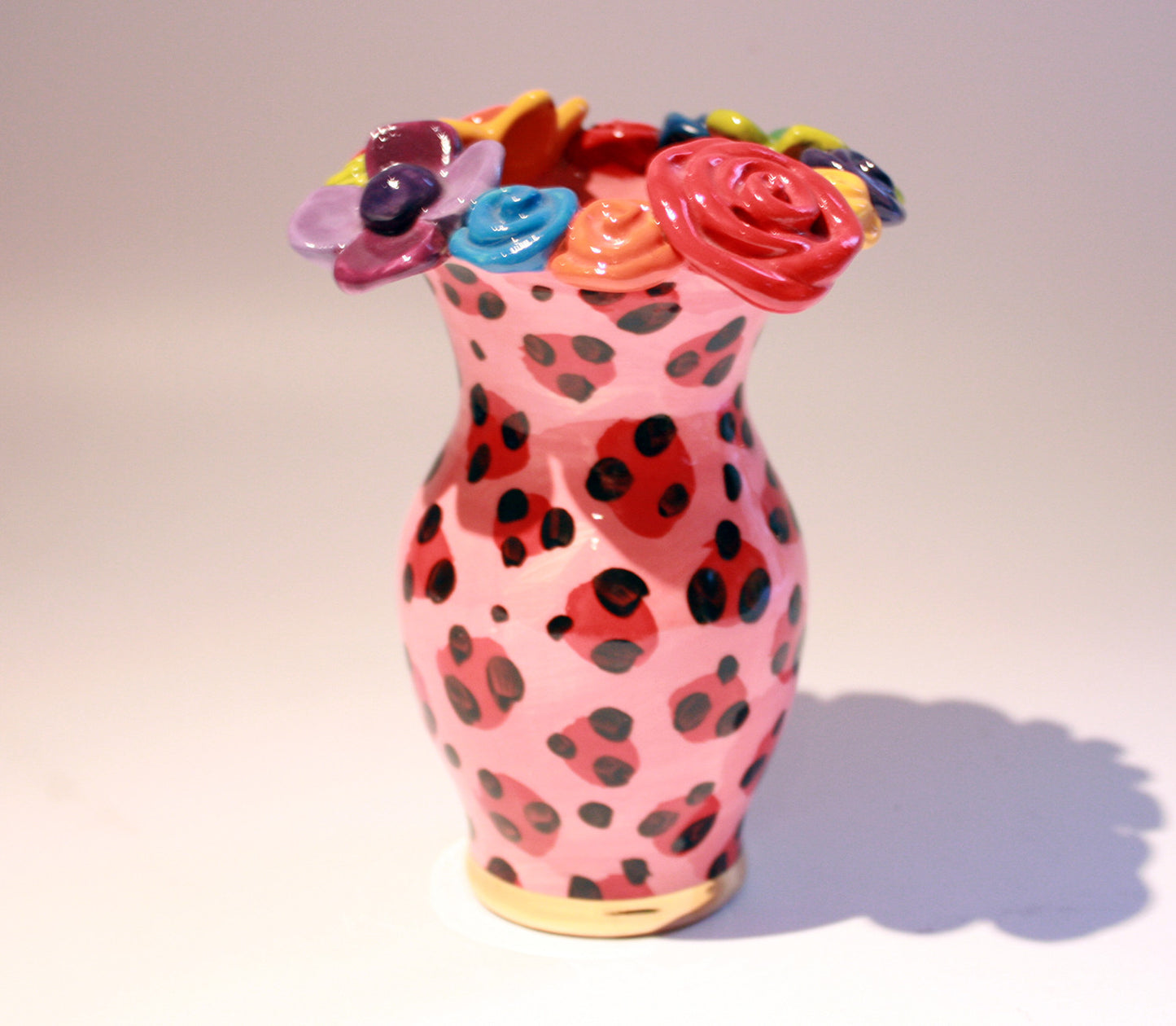 Tiny Multiflower Encrusted Vase "Red Leopard" - MaryRoseYoung