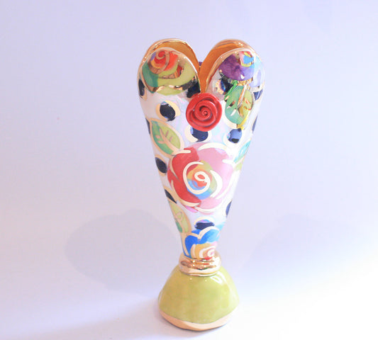 Tiny Heart Vase Gold New Rose Black Dot - MaryRoseYoung