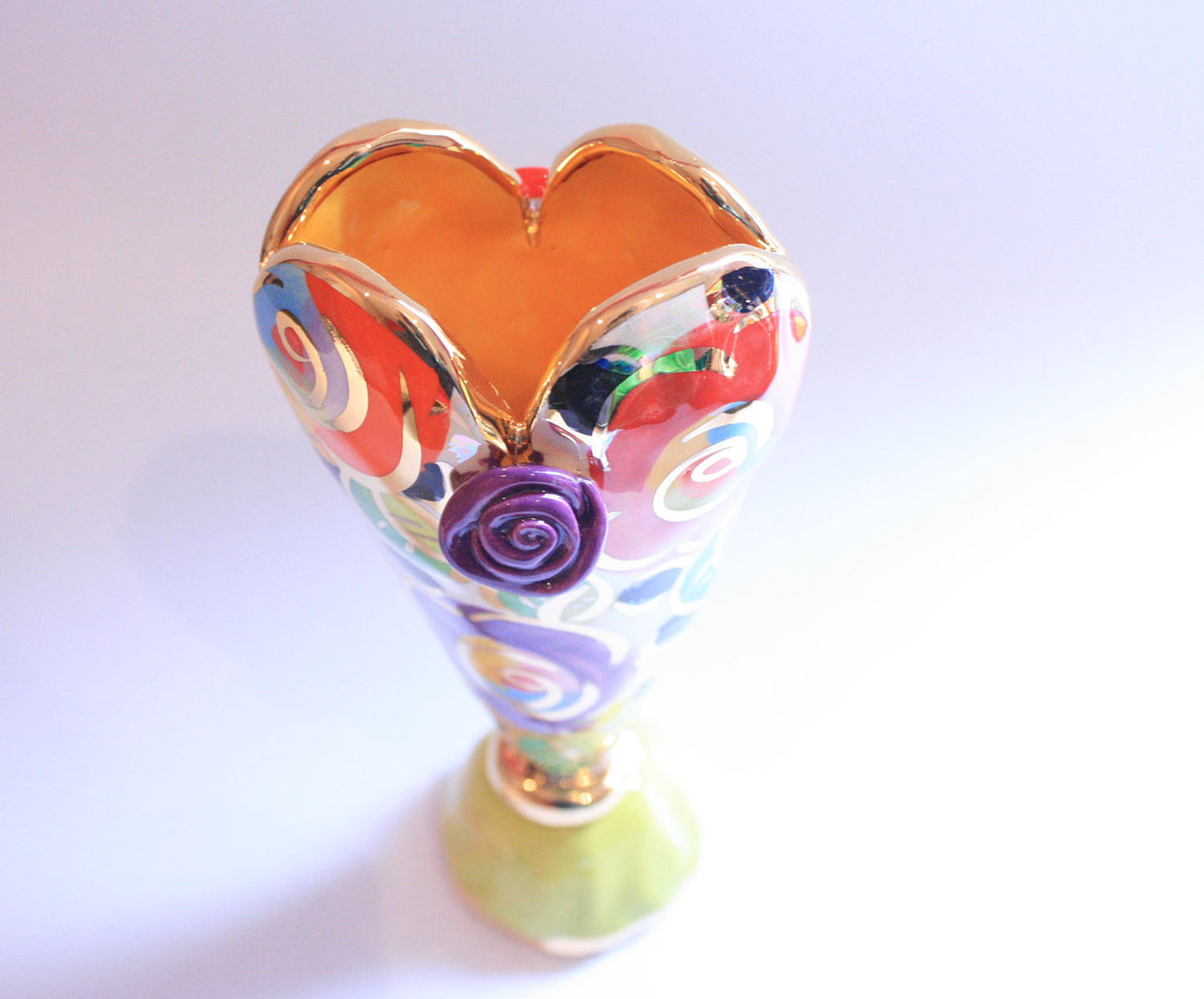 Tiny Heart Vase Gold New Rose Black Dot - MaryRoseYoung