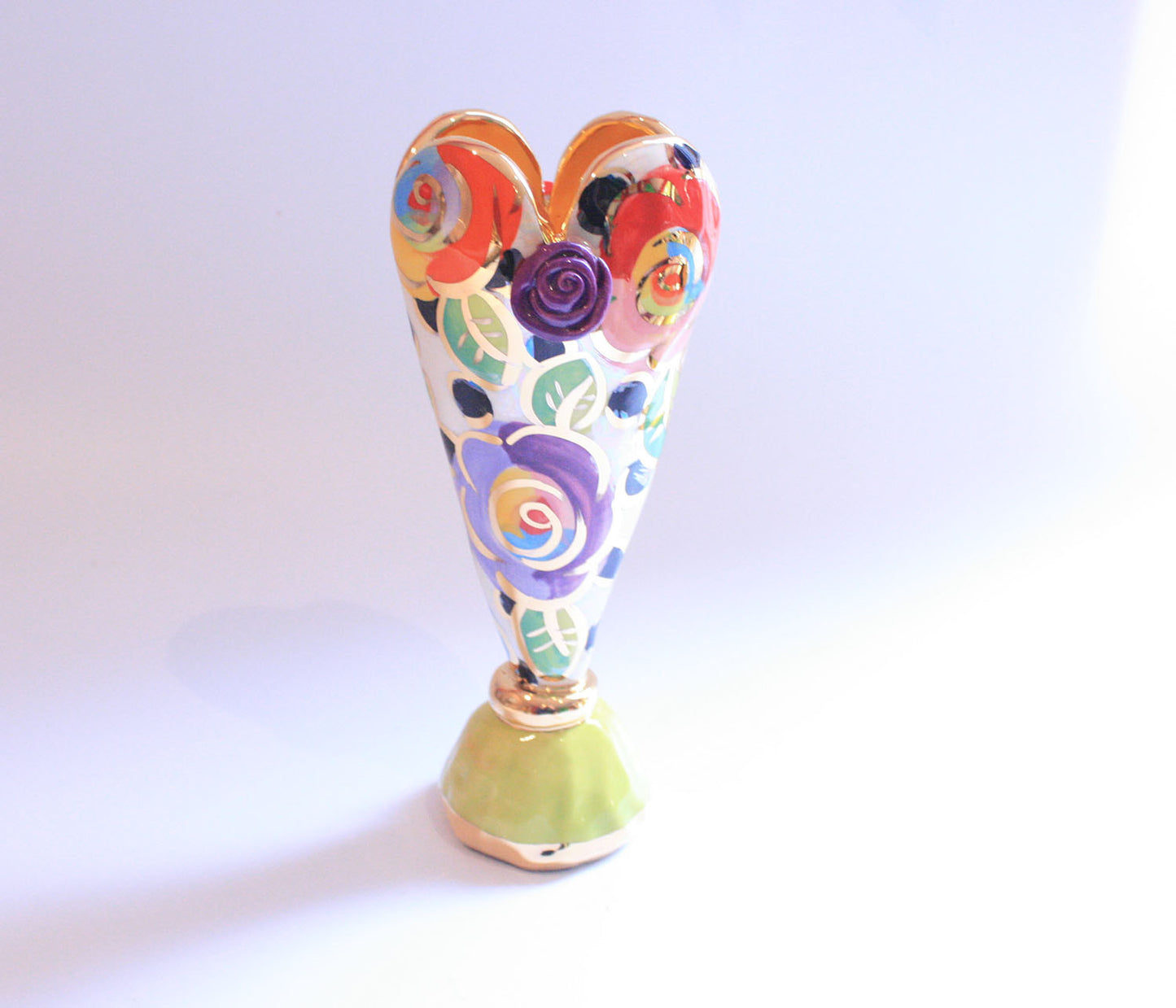 Tiny Heart Vase Gold New Rose Black Dot - MaryRoseYoung