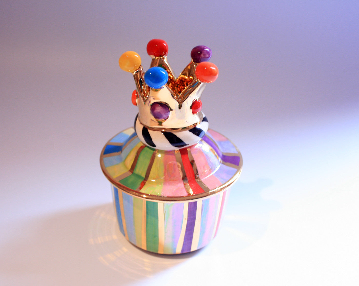 Tiny Crown Pot Lustred Stripe - MaryRoseYoung