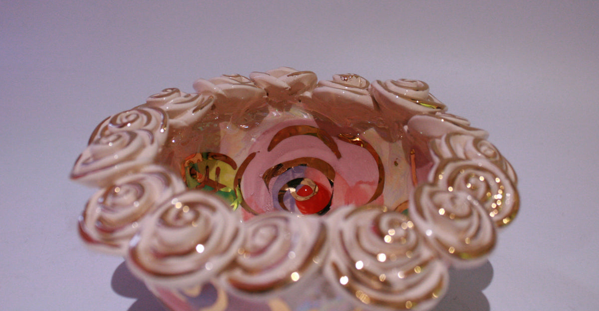 Tiny Rose Encrusted Bowl Pale Rose Pink - MaryRoseYoung