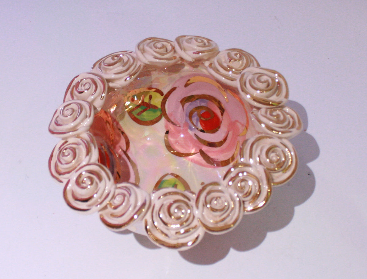Tiny Rose Encrusted Bowl Pale Rose Pink - MaryRoseYoung