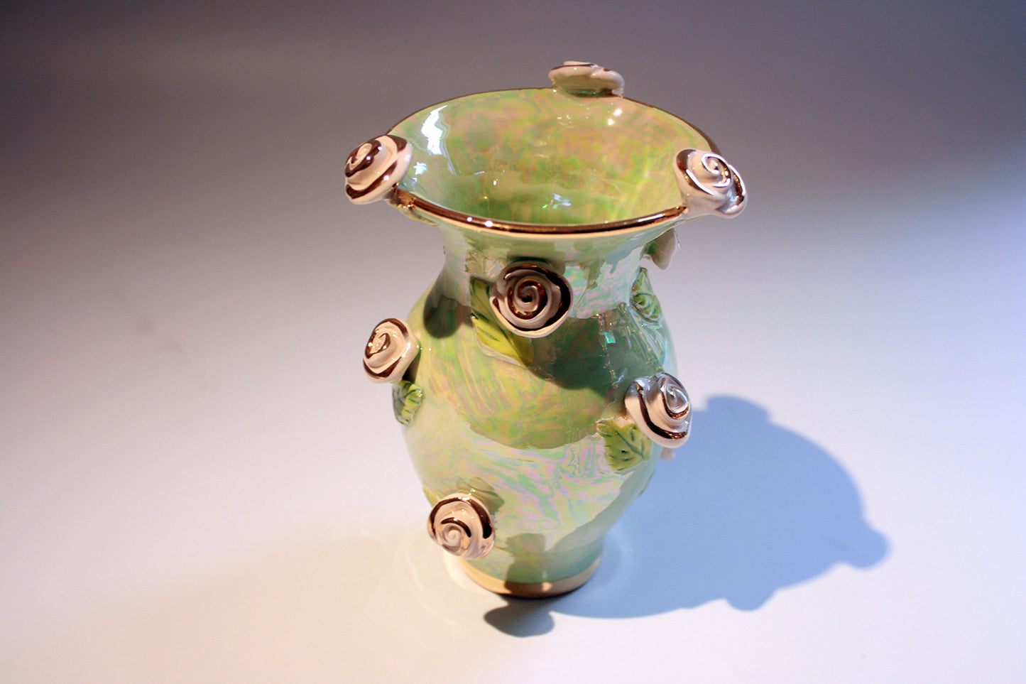 Tiny Rose Studded Vase Pale Green - MaryRoseYoung