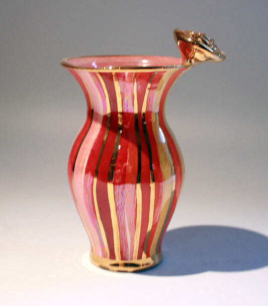 Tiny Rose Edged Vase Shades of Red Stripes - MaryRoseYoung