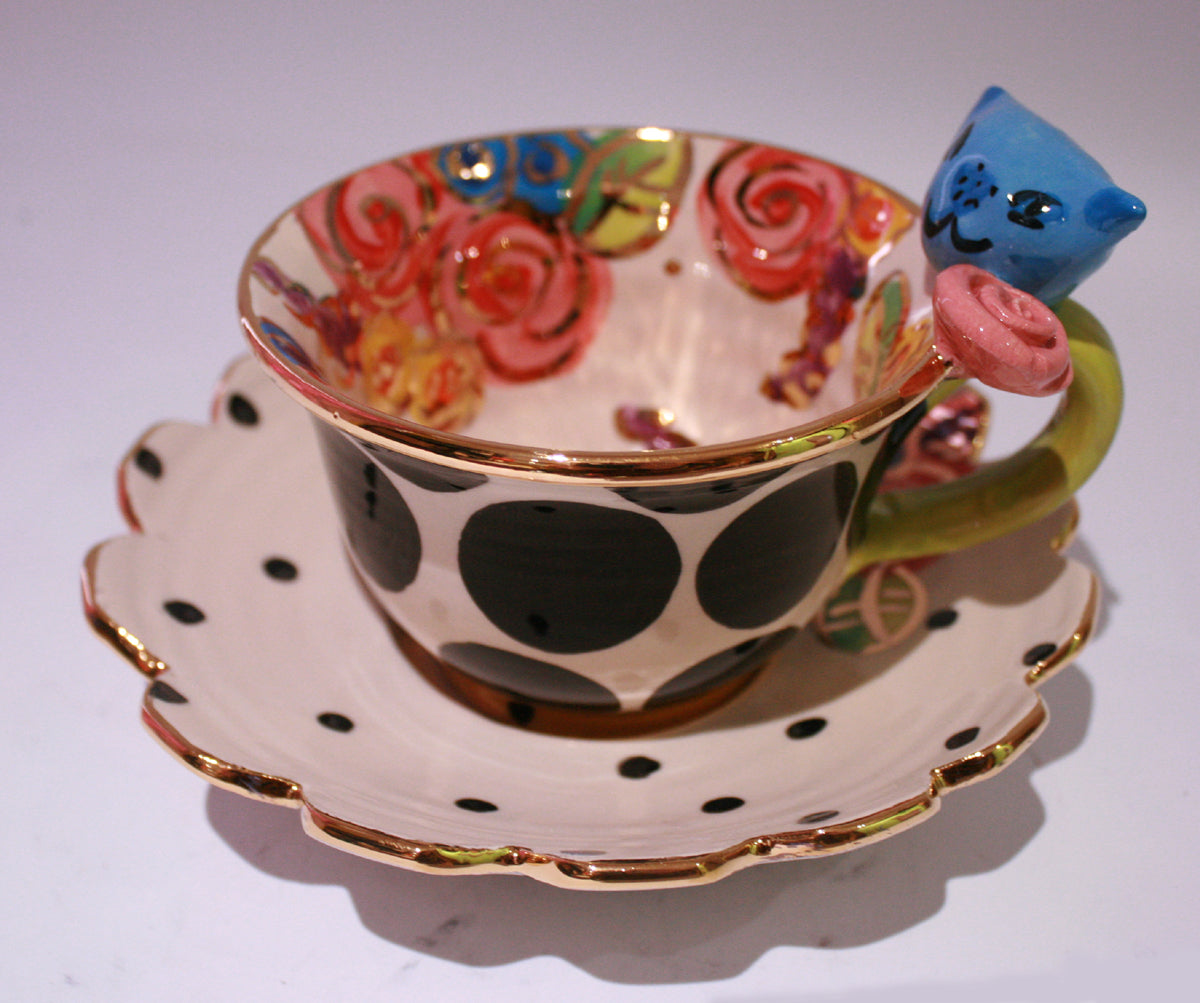 "Alice in Wonderland" Cheshire Cat Cup and Saucer - MaryRoseYoung