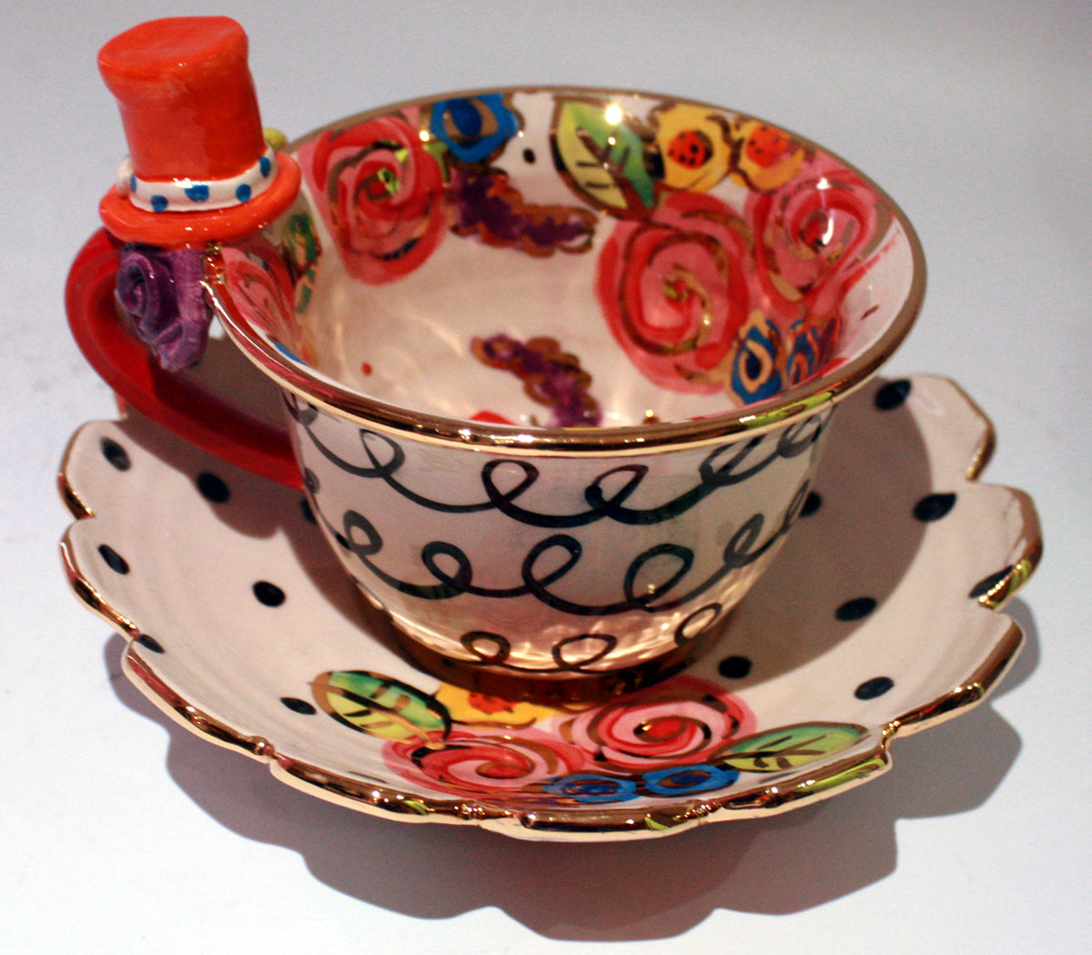 "Alice in Wonderland" Top Hat Cup and Saucer - MaryRoseYoung