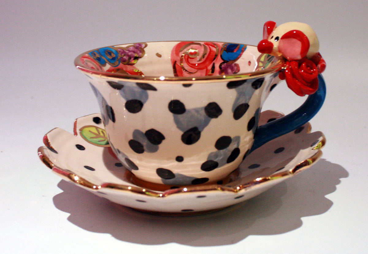 "Alice in Wonderland" Mouse Cup and Saucer - MaryRoseYoung