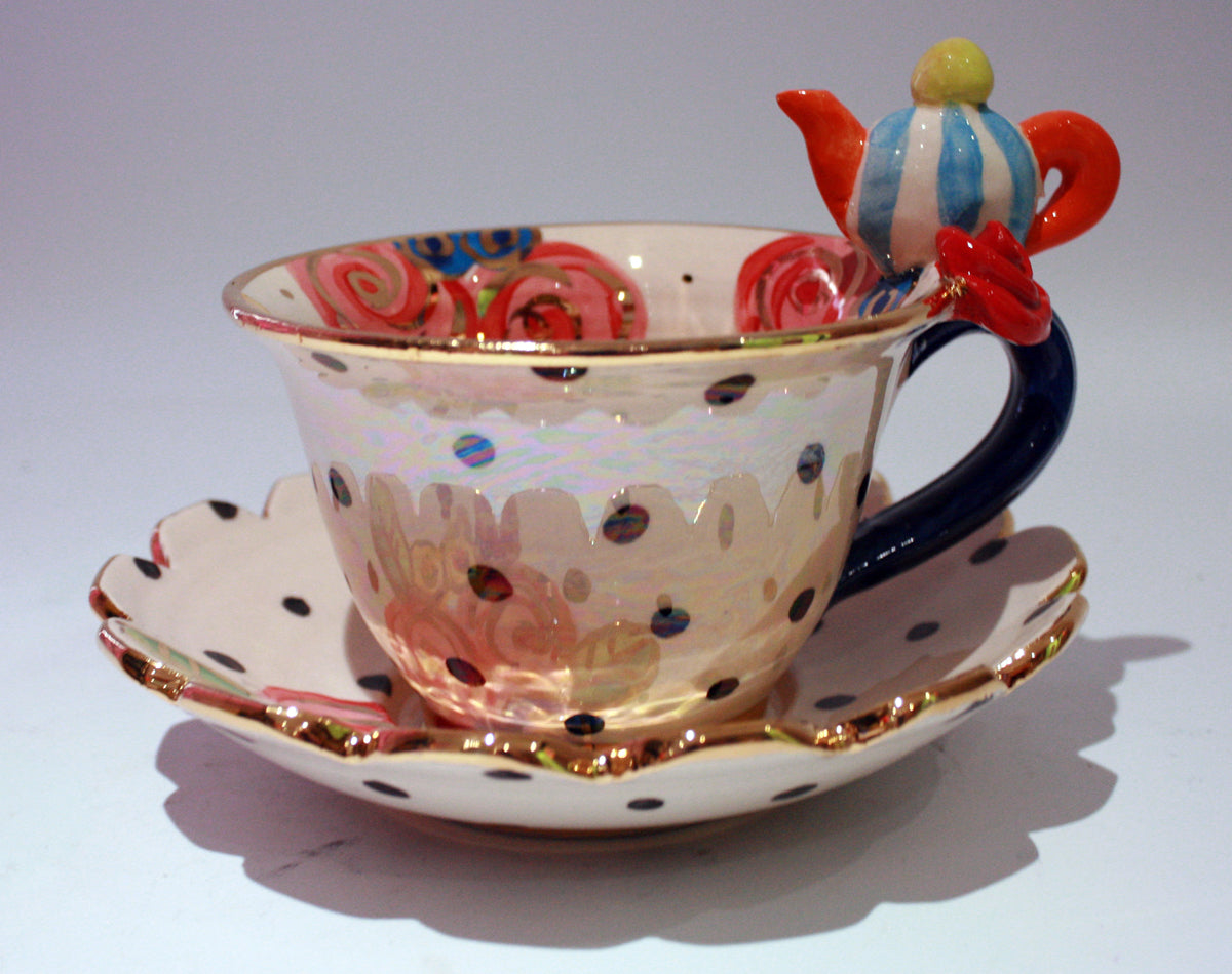 "Alice in Wonderland" Teapot Cup and Saucer - MaryRoseYoung