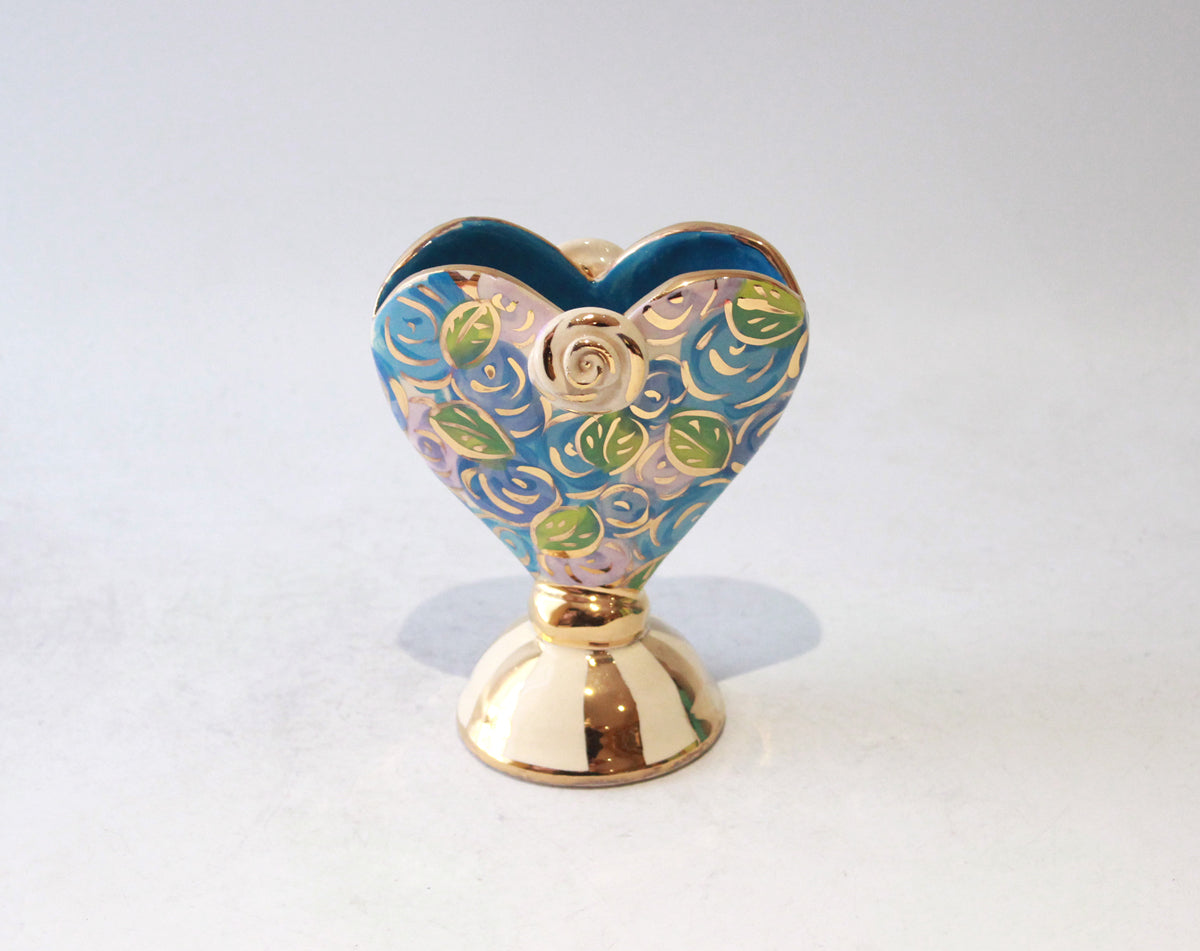 Baby Heart Vase in Blue Rosebush