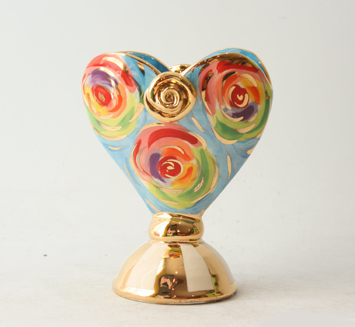 Baby Heart Vase in Blue Swirls