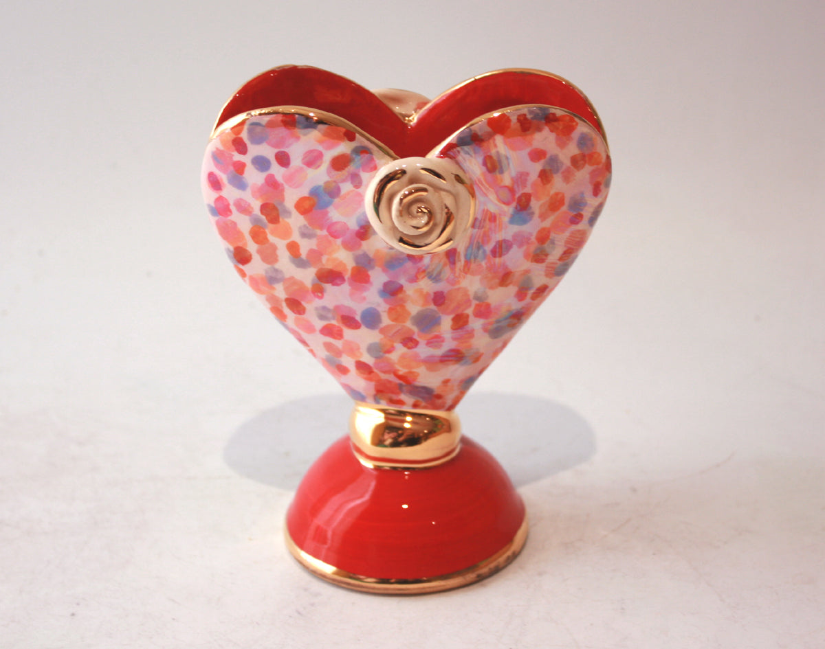 Baby Heart Vase in Red Confetti