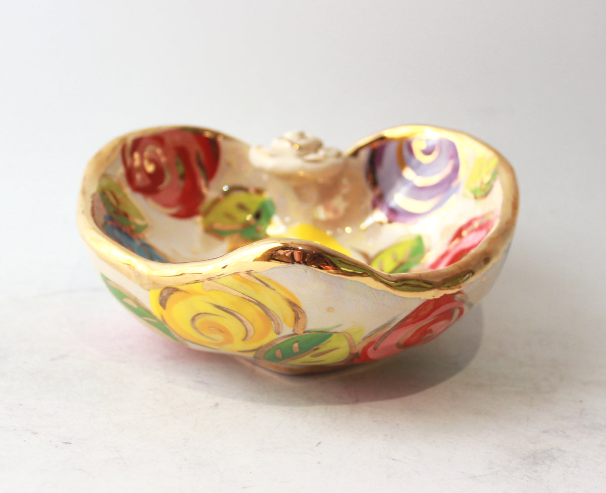 Heart Shaped Bowl in Pastel Block Rose