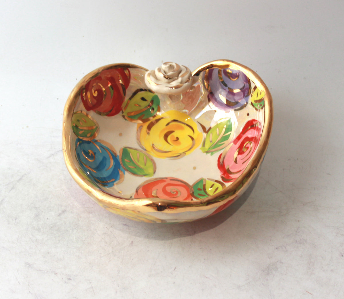 Heart Shaped Bowl in Pastel Block Rose