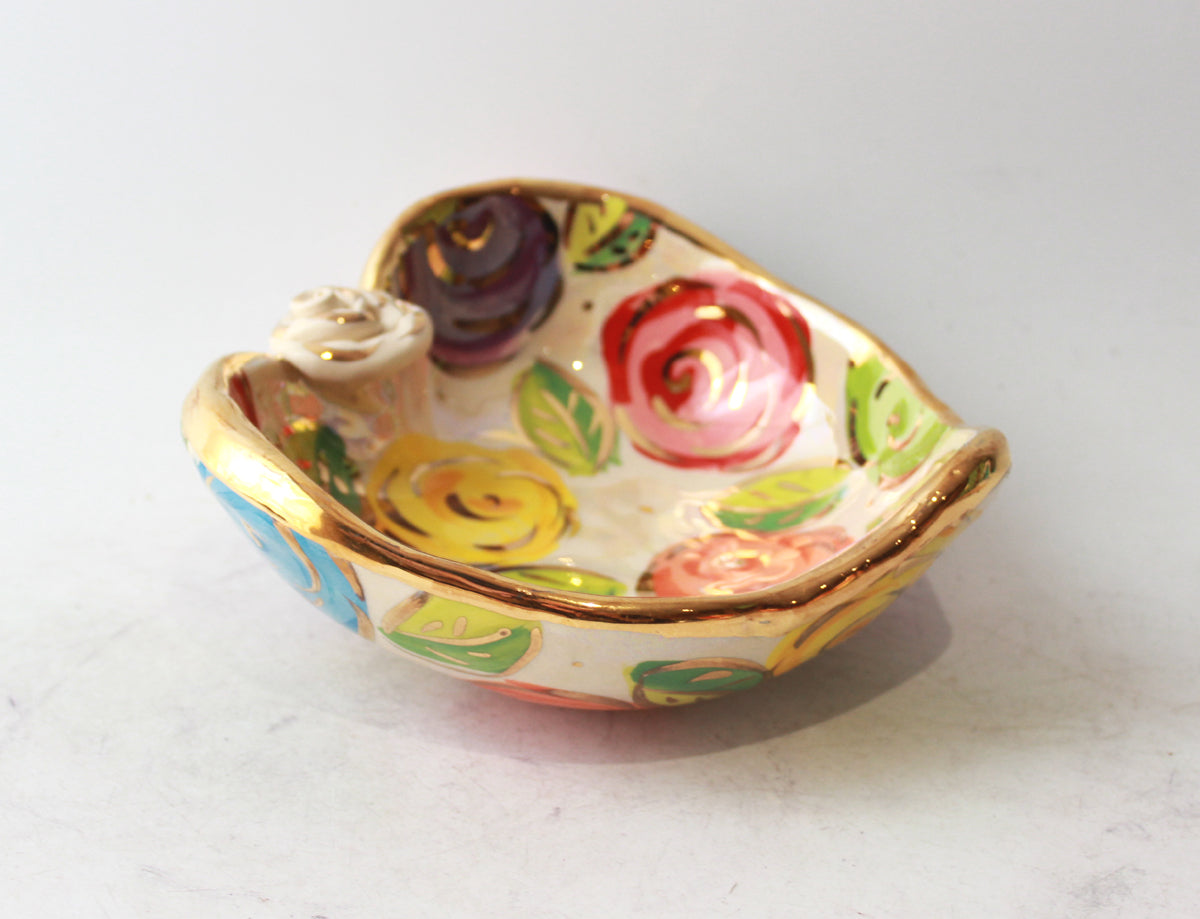 Heart Shaped Bowl in Pastel Block Rose
