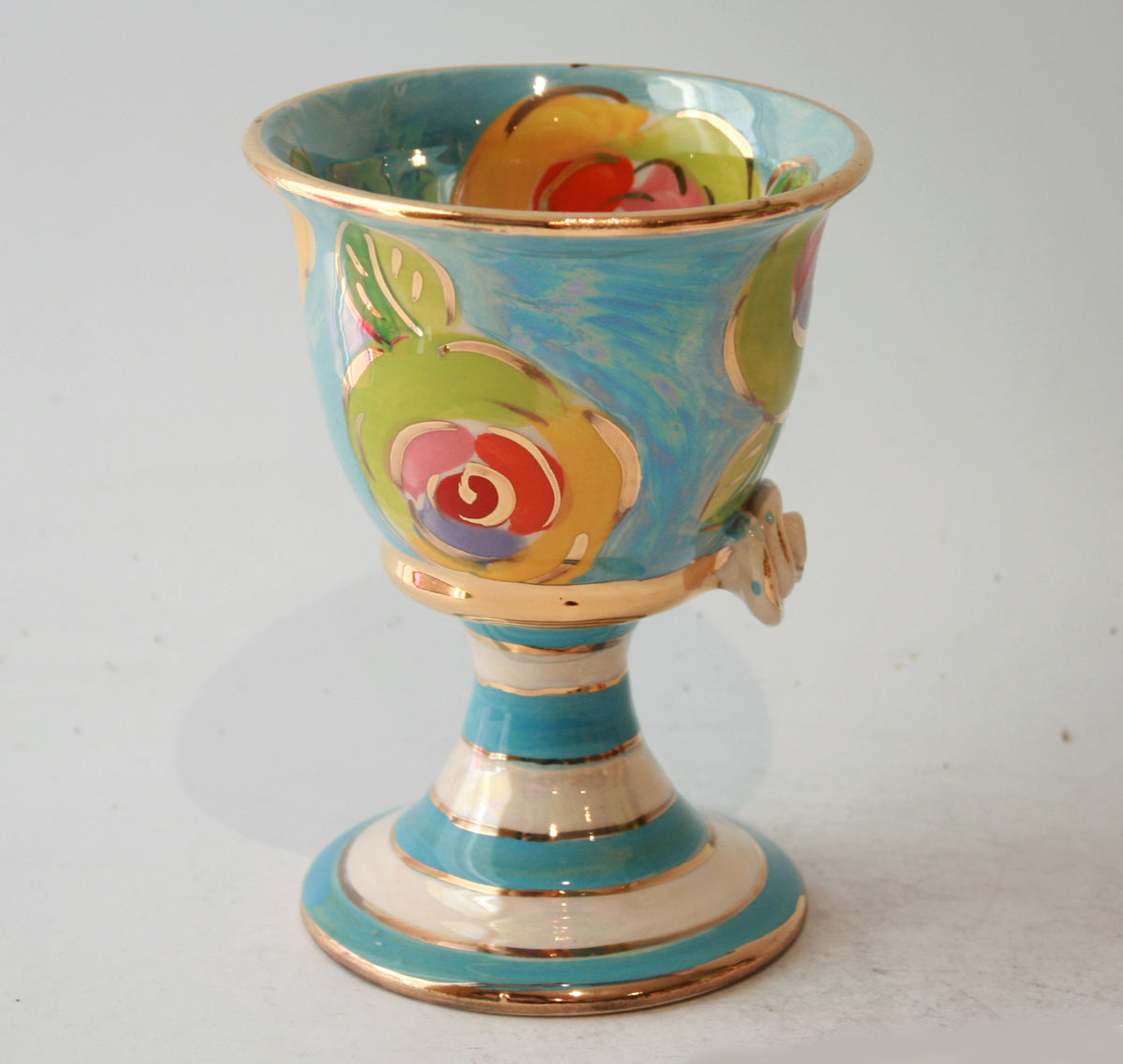 Goblet in Gold New Rose on Blue