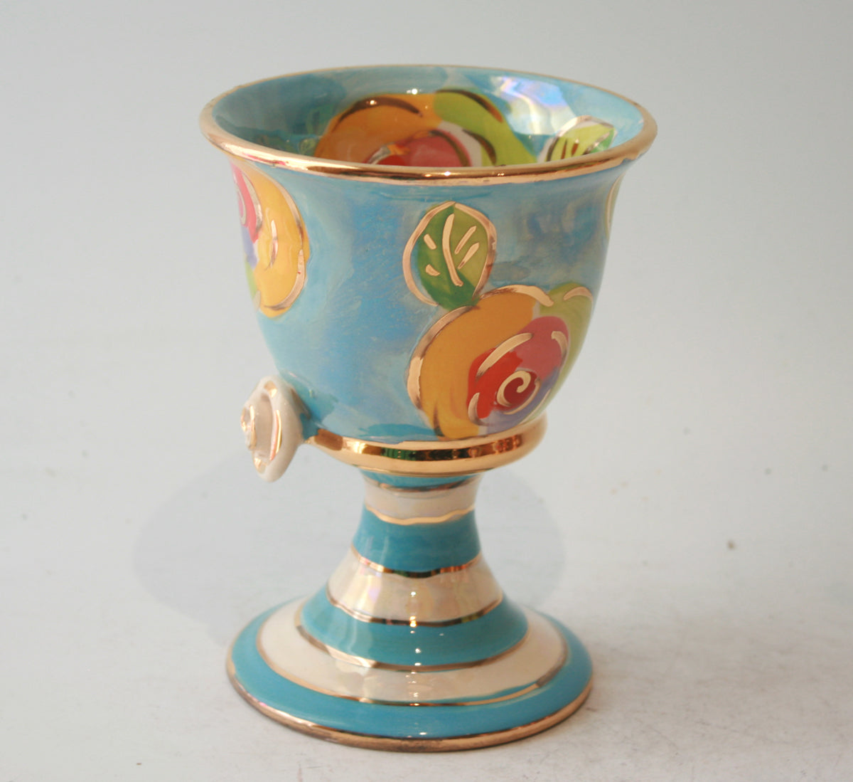 Goblet in Gold New Rose on Blue