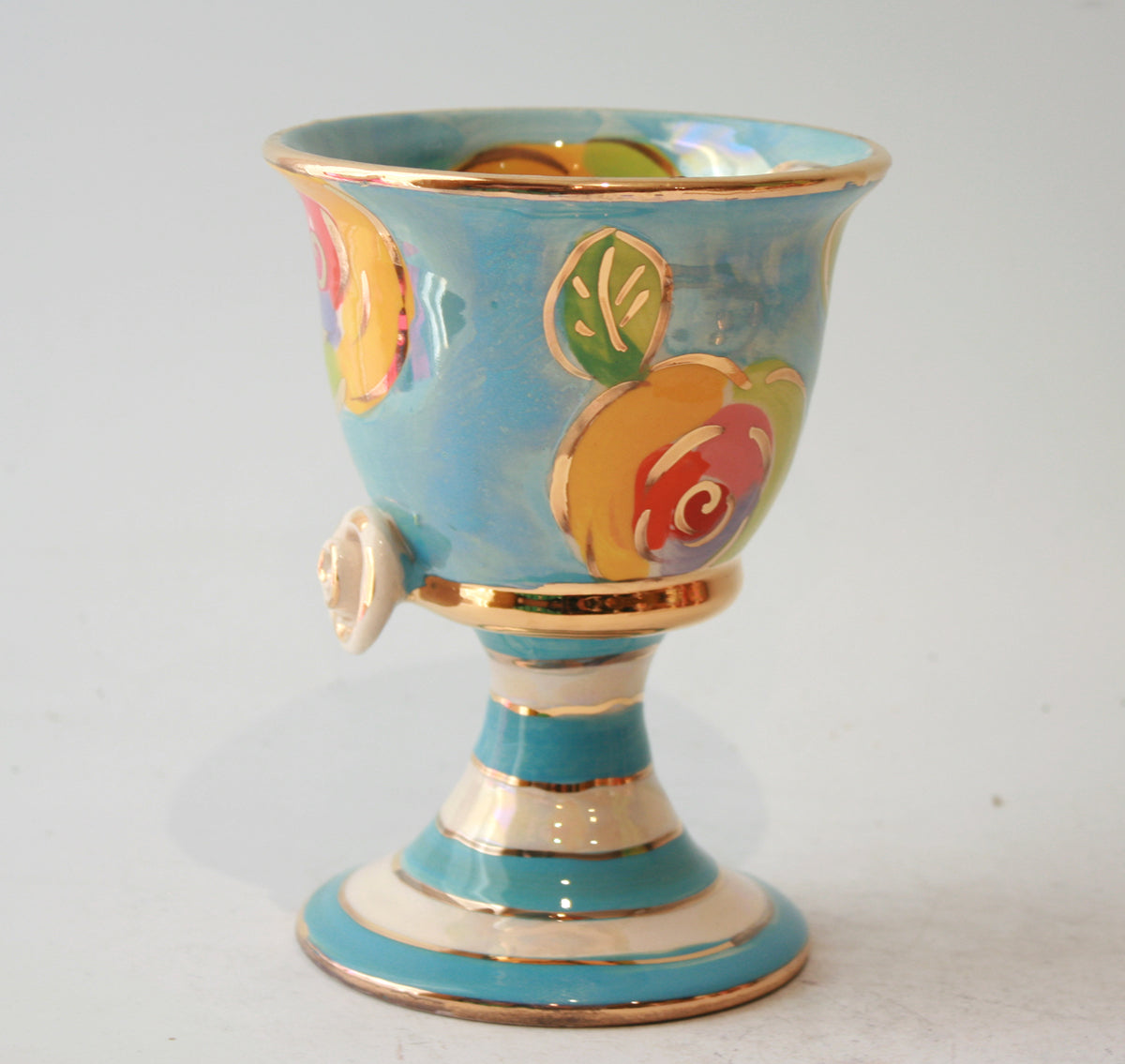 Goblet in Gold New Rose on Blue