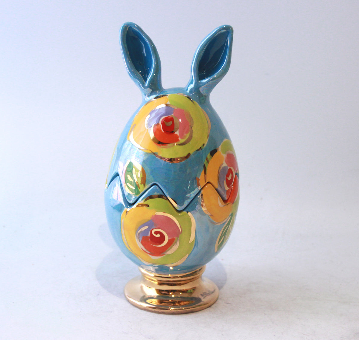 Easter Egg with Ears in Gold New Rose Blue