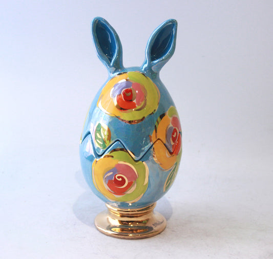 Easter Egg with Ears in Gold New Rose Blue
