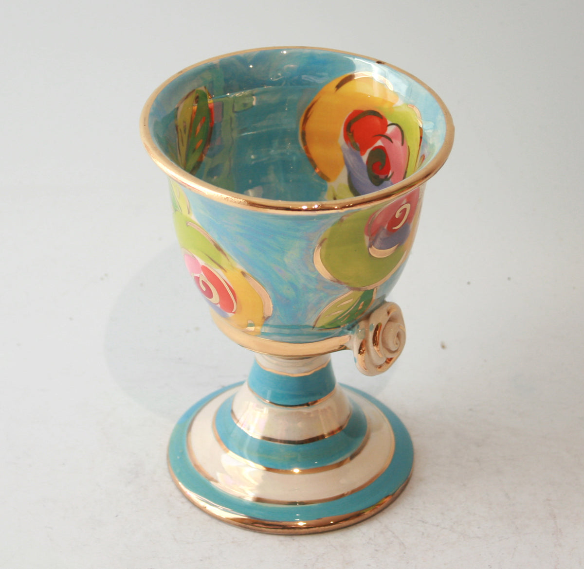 Goblet in Gold New Rose on Blue