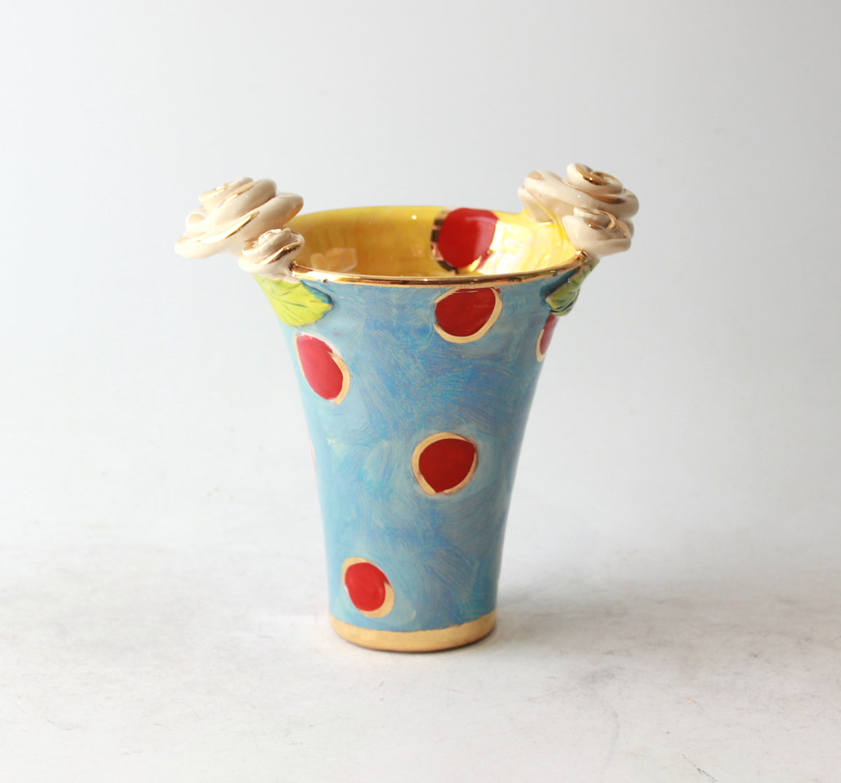 Tiny Flared Vase in Daisy Dots Blue