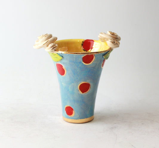 Tiny Flared Vase in Daisy Dots Blue