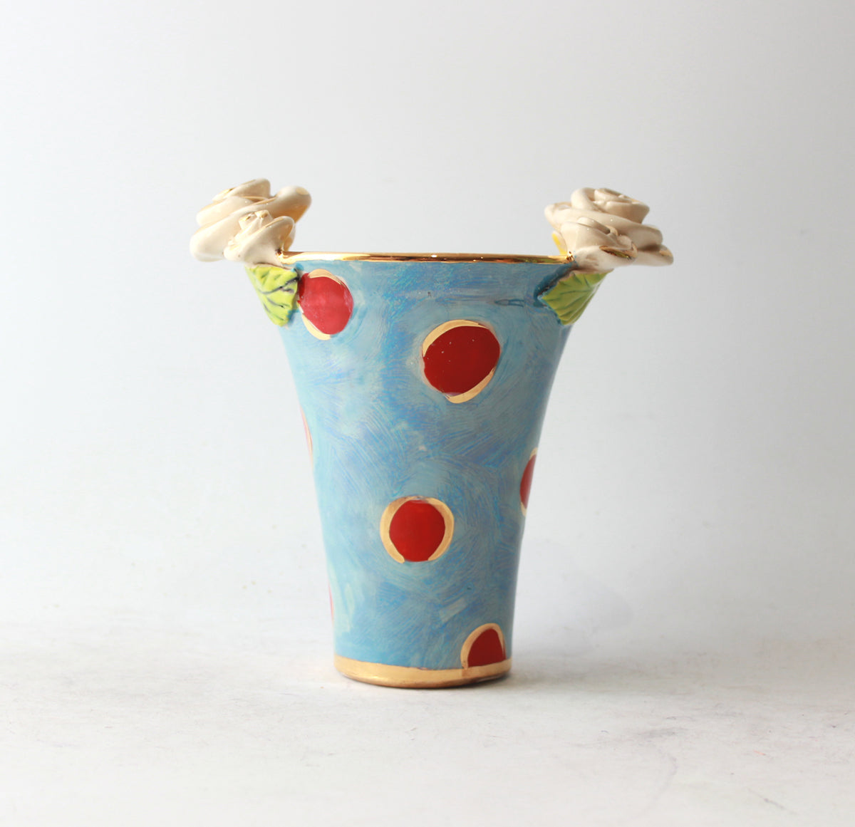 Tiny Flared Vase in Daisy Dots Blue