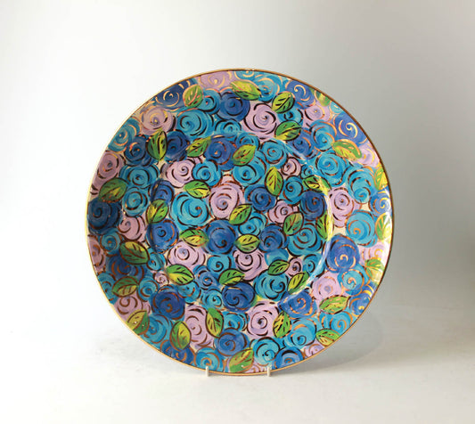 Giant Platter in Blue Rosebush
