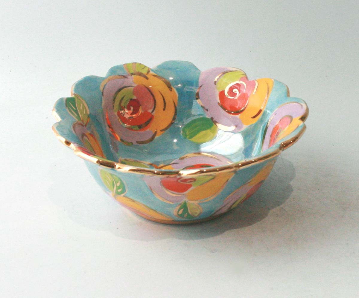 Fluted Cereal Bowl in Gold New Rose Blue