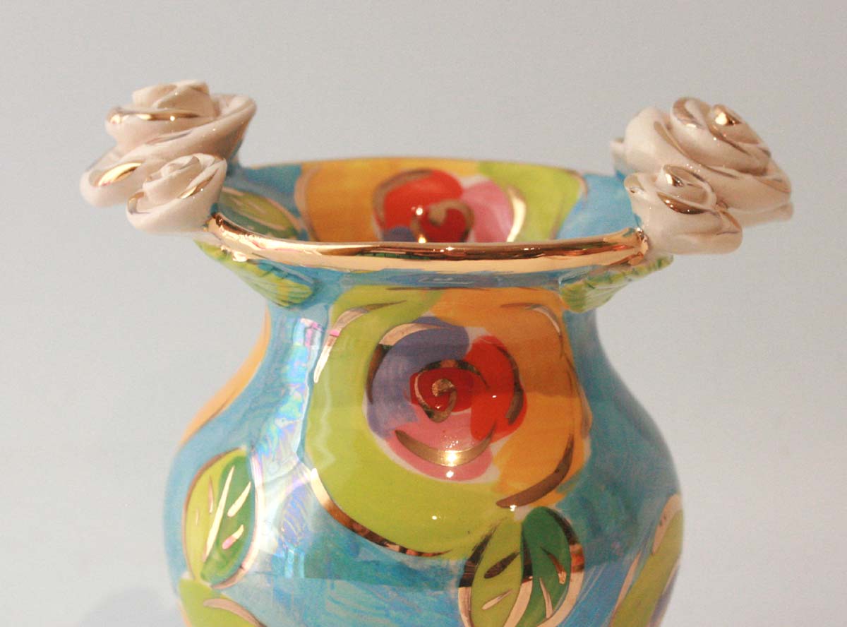 Posy Vase in Gold New Rose Blue