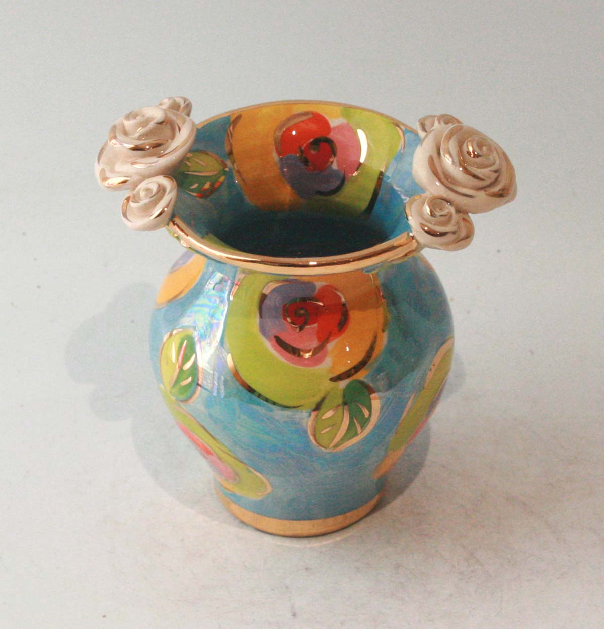 Posy Vase in Gold New Rose Blue