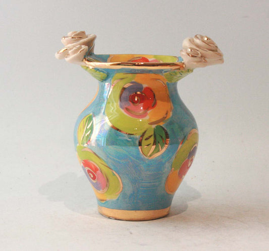 Posy Vase in Gold New Rose Blue