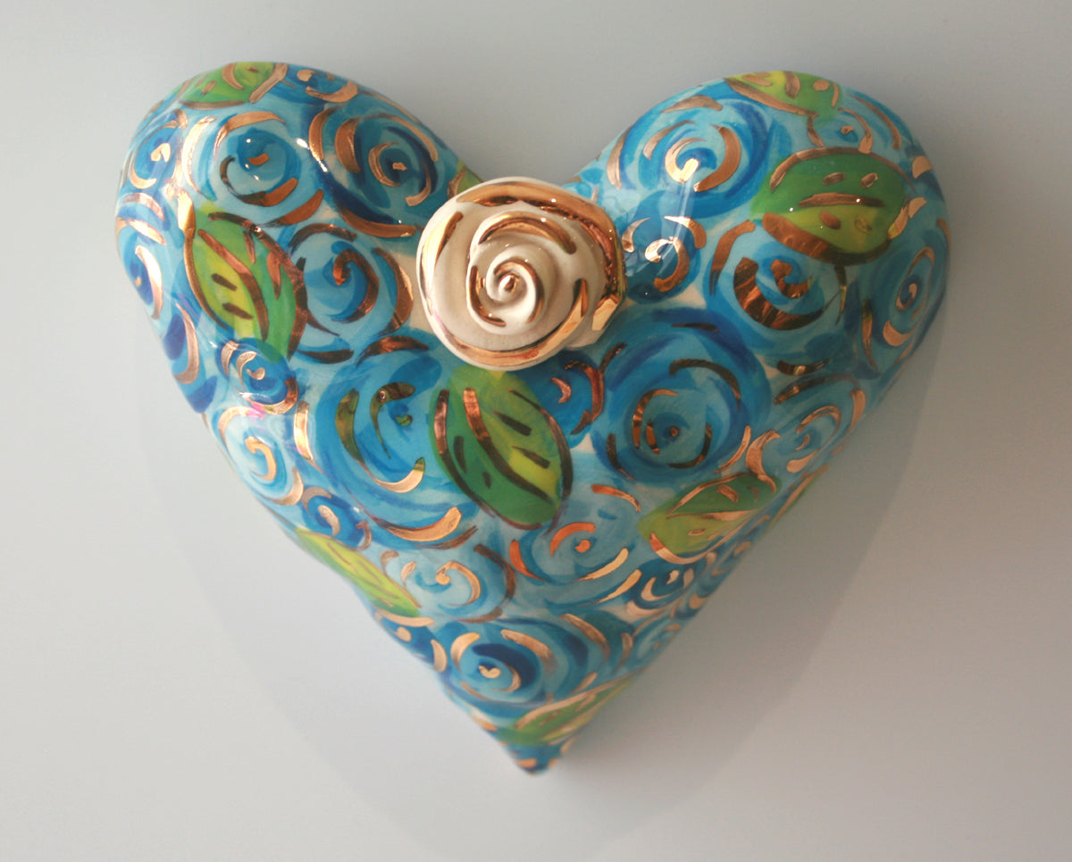 Small Wall Hanging in Blue Rosebush
