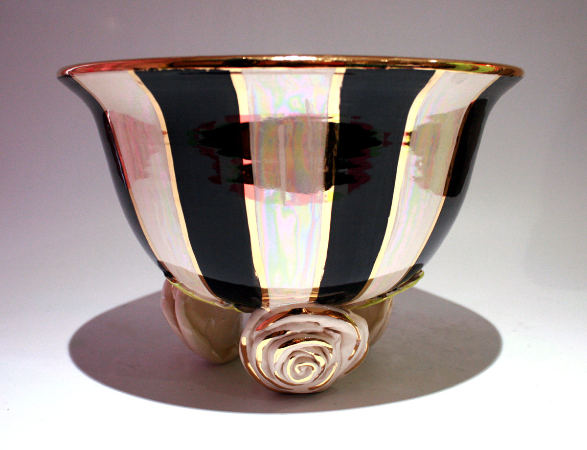 Medium Rose Footed Salad Bowl - MaryRoseYoung