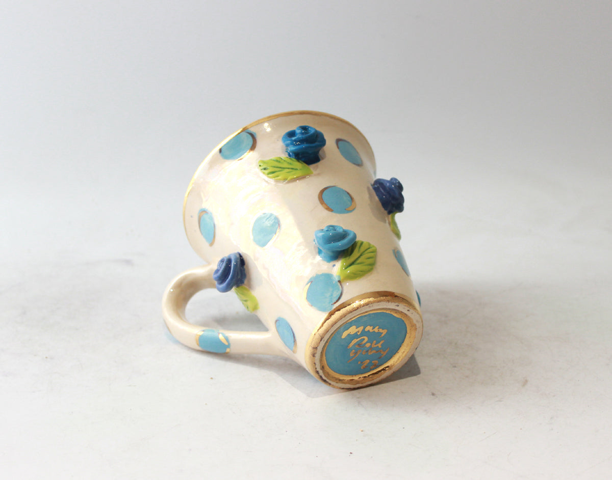 New Shape Large Rose Studded Mug in Pale Blue